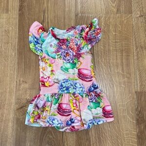 Posh Peanut Floral Tea Party Ruffle Short Sleeve Dress